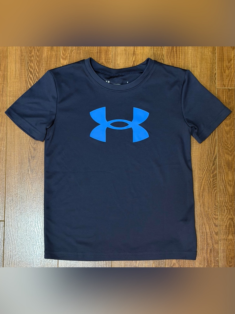 Boys Under Armour Core Logo Tech Shirt - Navy w/Electric Blue Logo - Size 6